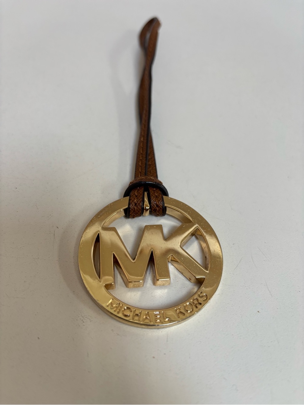 Michael Kors Gold Logo Leather Strap Bag Charm